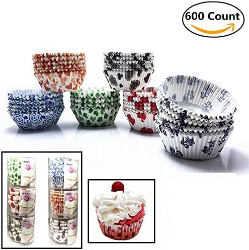 600 Count Elegance Baking Cups Liners Value Pack, Small Paper Baking Cups Perfect for Muffins Cupcakes or Mini Snacks, Disposable &amp; Recyclable - Assorted