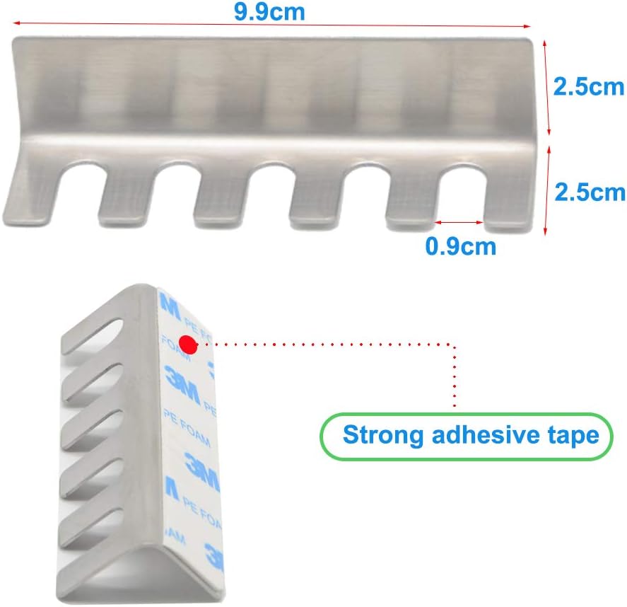 Wall Mounted Toothbrush Holder, Stainless Steel Toothbrush Holder with Self-Adhesive No Drilling Toothbrush Organizer - Image 5