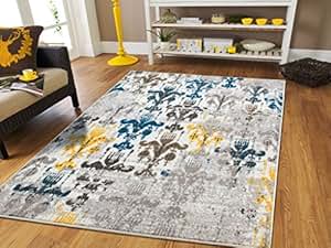 New Fashion Area Rugs Modern Flowers Yellow Beige Cream Grey 2x3 Rugs Western Faded Rugs Style Abstract Small Rugs For Bedrooms 2x4 Blue Entrance Rug