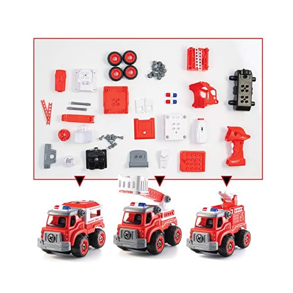 Rc-Take-Apart-Building-Toys-with-Electric-Drill-Converts-to-a-Remote-Control-car-Gift-for-Boys-Ages-34567-Years-Old-and-up-Kids-Car-Toy-Stem-Construction-Trucks-3-in-one-DIY200 Top Race Remote Control Car STEM Toys for 3 4 5 6 7 Year Old Boys & Girls | RC Fire Trucks Set︱3 in 1 Take Apart Toys…