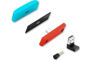 PEPPER JOBS Dual Bluetooth 5.0 USB-C Adapter, Compatible with PC/Laptop/TV/Switch/PS4/PS5, Wireless Audio Transmitter with aptX Low Latency, Dual Bluetooth Devices Connecting, 3.5 mm Mic (Blue+Red)