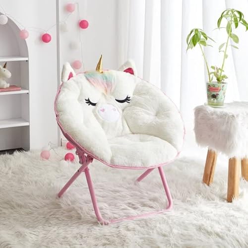 Heritage Kids Unicorn Saucer Chair, For Gaming Textile, White in