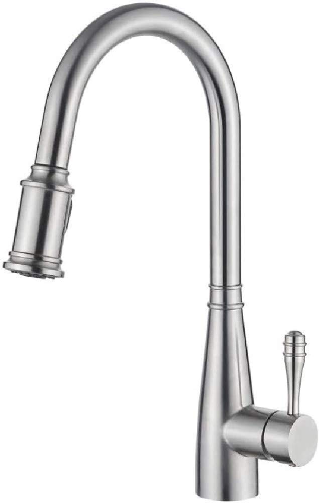 Ibergrif, Pull-Out Kitchen Mixer with Hand Shower, Single Lever Sink Mixer, Brushed Nickel