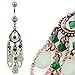 Vintage Navel Ring with Peridot , Beads and 3-Pear Shaped Jade color Light green Adventurine Dangles