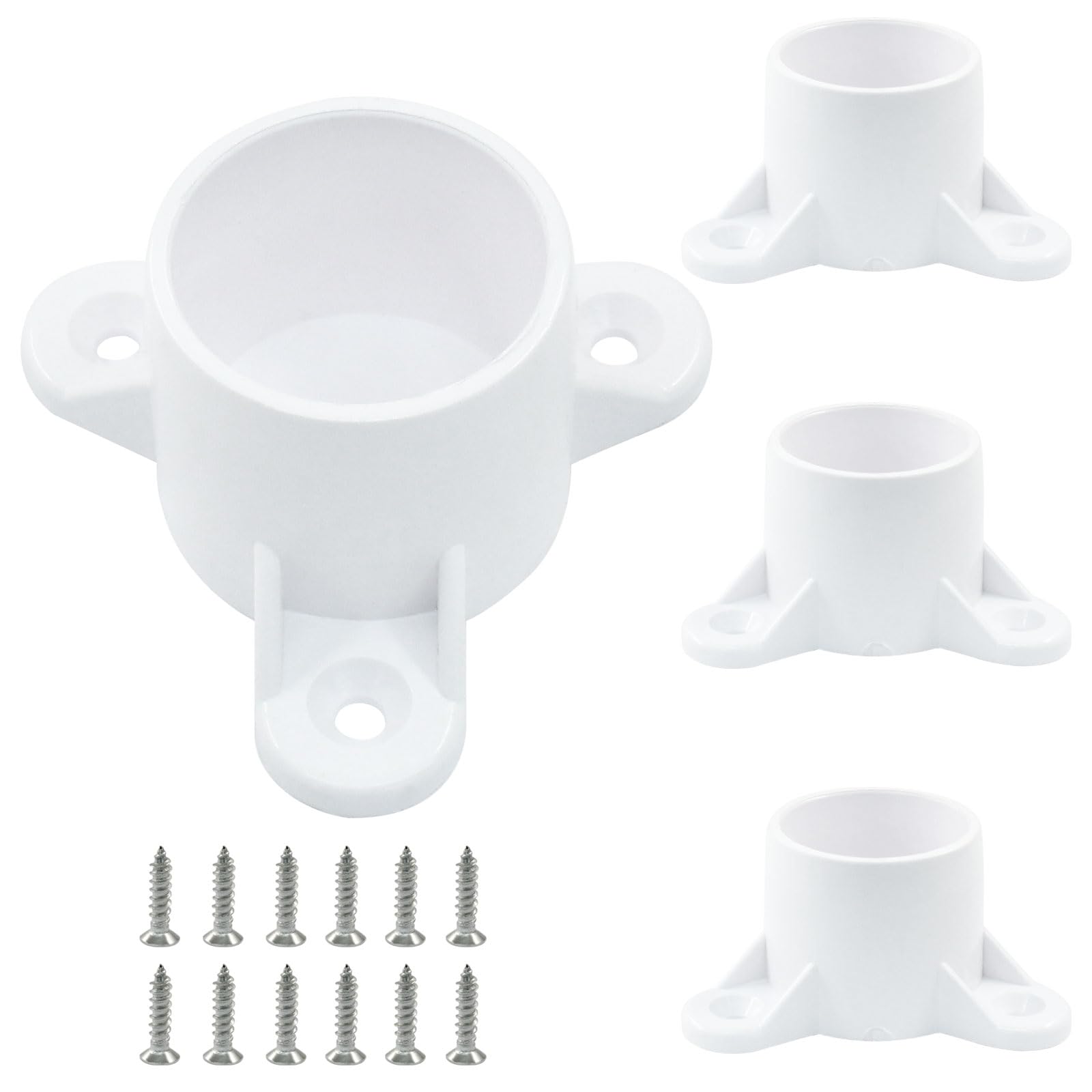 Photo 1 of Marvexi PVC Table Leg Cap Pipe Flange 1" Fittings Furniture Grade Pipe Holder, PVC mounting Bracket with Screws(4Pcs)