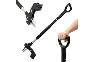 FGstyle Weed Puller Tool, Gardening Stand-Up Weeder Puller with Ergonomic 39.5" Long Handle and 4 High-Strength Stainless Steel Claws, Easily Weeds Without Bending, Pulling, or Kneeling（Black）