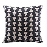 CoolDream Cotton Linen Decorative Pillowcase Throw Pillow Cushion Cover Square 18 Retro Black Up & Down Triangle