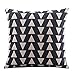 CoolDream Cotton Linen Decorative Pillowcase Throw Pillow Cushion Cover Square 18 Retro Black Up & Down Triangle