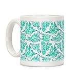 LookHUMAN Floral Penis Teal White 11 Ounce Ceramic Coffee Mug