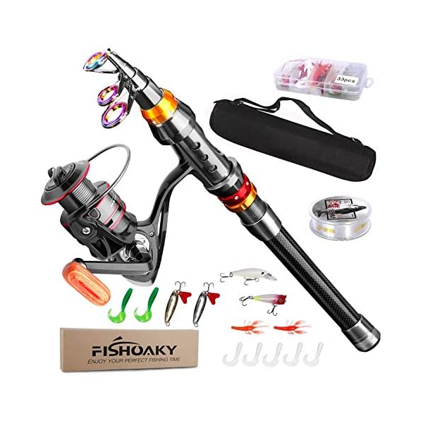 Angelrute Teleskoprute, Fishing Rod, FishOaky Carbon Fiber Angelruten Angeln Rute Pole fÃ¼r Salzwasser SÃ¼Ãwasse| Kinder & Erwachsene | Boat, Surf, See, Daiwa, Dam, Ozean, Meer, Junior