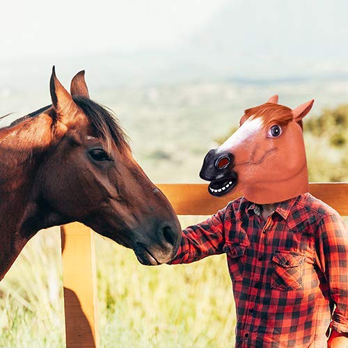 VIVREAL Halloween Head Mask - Horse Head Mask for Halloween Costume Party Decorations, Animal Head Mask Brown Horse for Party Makeup Cosplay Costume, Perfect Addition to Halloween Party - Thumbnail 4