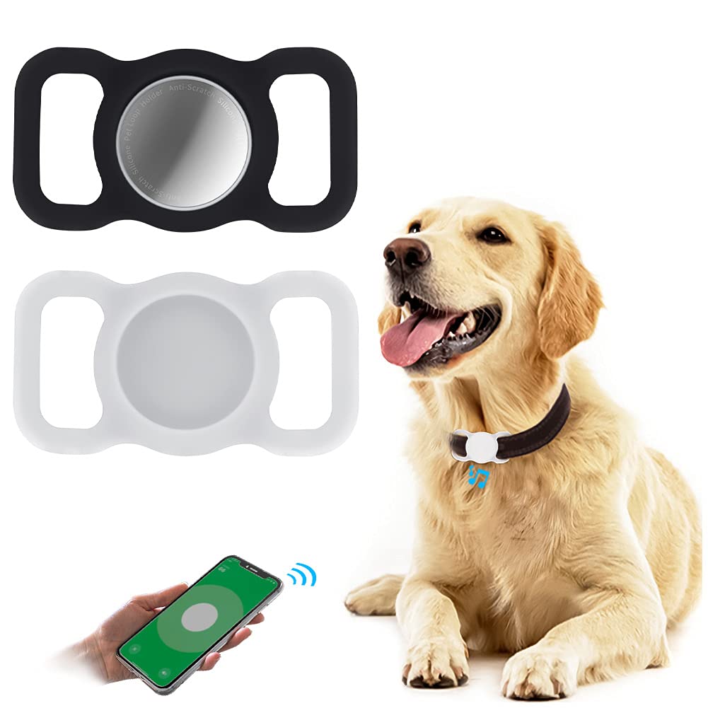 2PCS Silicone Protective Case for Airtags,Woffoly Lightweight GPS Tracking Pet Loop Holder,Anti-Scratch Anti-Lost Locator Skin Cover Protector Compatible with Airtags for Dog Cat Collar,School Bag