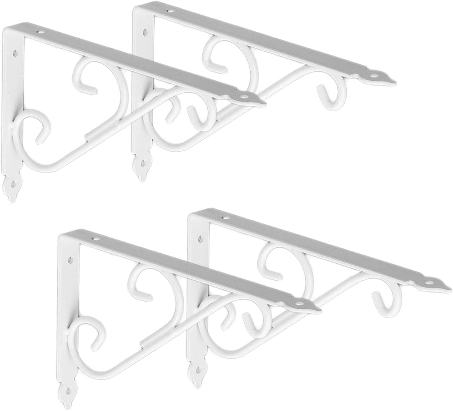 Ouvin Decorative Wall Shelf Brackets 4 Pack 14inch Heavy Duty L Corner Brace Shelf Support Floating Metal Brackets with Screws (350 mm/14 inch) White