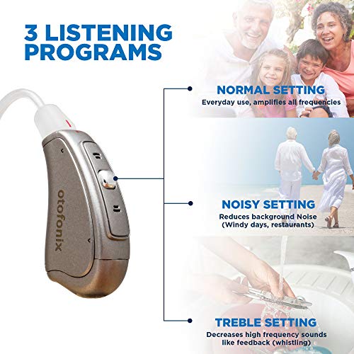 Mini Hearing Amplifier Device for Adults and Senior, Digital BTE Ear Aid, Personal Sound Enhancement, Hearing Assist Device | Otofonix Apex (Pair, Gray)