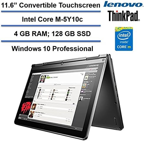 Lenovo Thinkpad Yoga 11.6" Convertible HD IPS Touchscreen Laptop, Intel Core M-5Y10C up to 2GHz, 4GB RAM, 128GB SSD, HDMI, Bluetooth, 802.11ac, HD Webcam, Windows 10 Professional