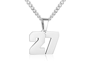 SUSOOK Number Necklace for Boy Silver Athletes Number Chain Stainless Steel Charm Pendant Personalized Sports Jewelry for Men Basketball Baseball Football
