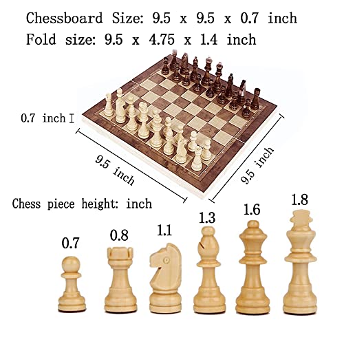 Chess Set Folding Storage Wooden Chess Board Sets 3 in 1 Chess Board