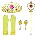 Princess Costume for Girls Party Fancy Dress Up with Accessories 3-4 Years(Style3 110cm) Yellow