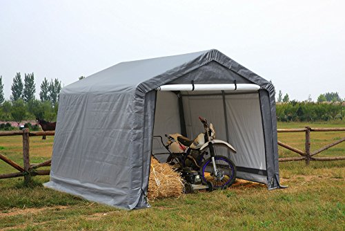 Gino Development, Inc. ATV Shelter, Mini Portable Garage,Grey, 6 Leg Steel Frame 10 x10 x8-Feet