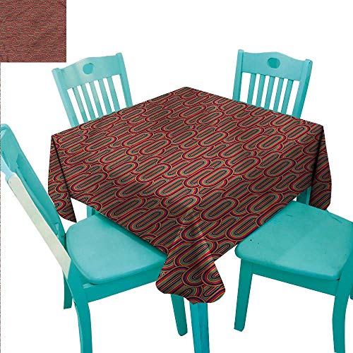 RenteriaDecor Elegance Engineered Christmas Tablecloth Geometric for Kitchen Dinning Tabletop Decoration Oval Figures Rounds 54"x54"