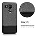 kwmobile Hard Case Compatible with LG Google Nexus 5X - Canvas Phone Cover with PU Leather Appliqués - Grey/Black