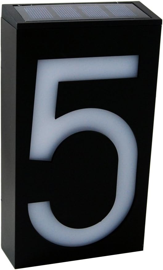 Waterproof Solar Power LED Address Number Door Wall Plate Light Sign - Digit 5