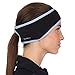 TrailHeads Women’s Ponytail Headband | Fleece Earband | Winter Running Headband - black/true blue