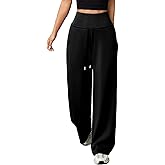 Herseas Women's Wide Leg Sweatpants Baggy Drawstring Straight Travel Pants Lounge High Waist Oversized Pants