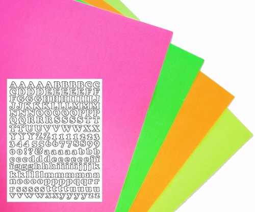 Alphabet Letters & Numbers Stickers (Total 788 Stickers) - Neon Color (Orange, Pink, Green, Yellow)
