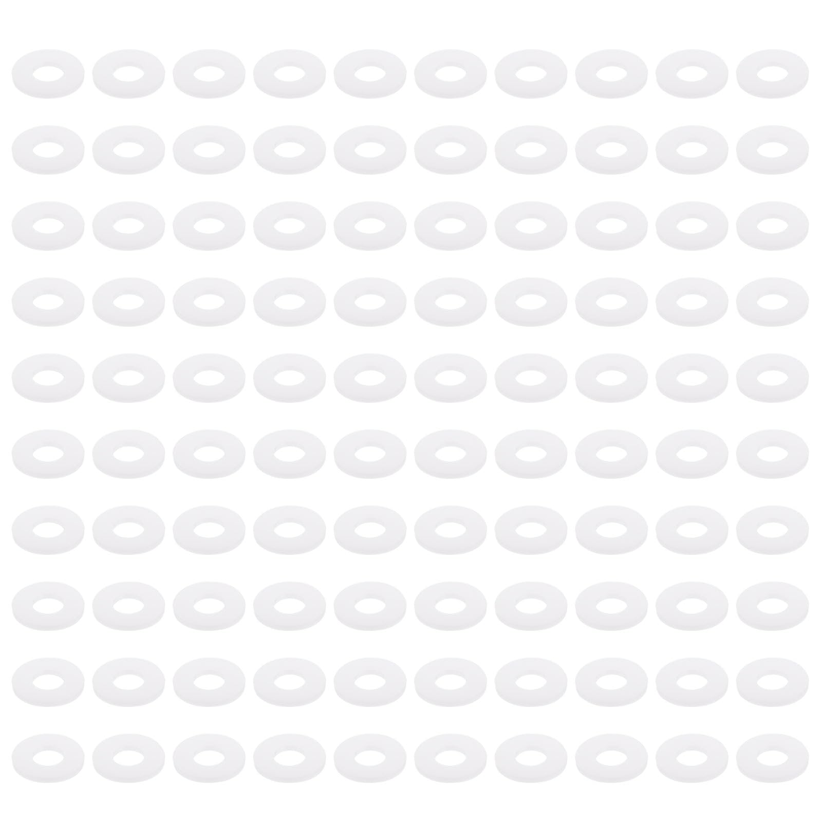 PATIKIL Nylon Flat Washers 7mm ID 16mm OD 1.5mm Thick M7 Hard Plastic Round Sealing Flange Gaskets-Applications for Machinery Electronics -[Qty 100 White]