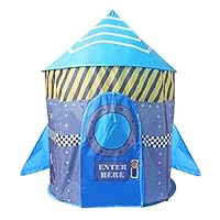 Digabi 41" Large Rocket Ship Tent Play Tent Toy Playhouse Indoor & Outdoor Garden Foldable Pop Up Astronaut Space Play Tent for Kids Party Favor(No.A999-235-Blue)