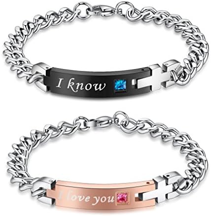 AmorFeel I Love You I know Stainless Steel Matching Bracelets for Couple