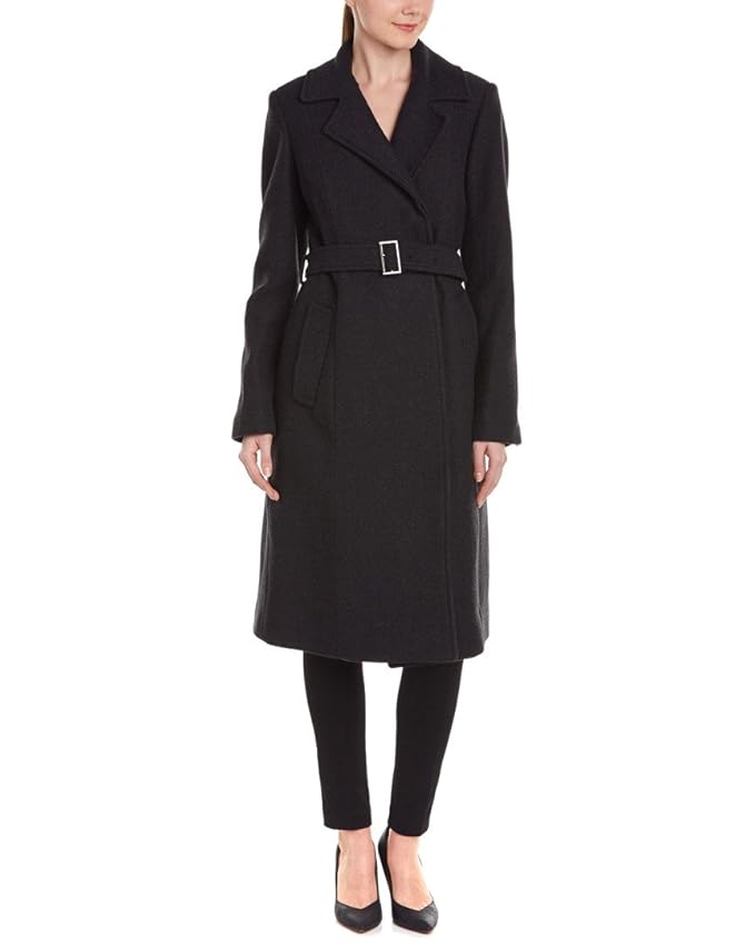 Buy Cole Haan Women's Long Wool Coat with Belt, Charcoal, 14 at Amazon.in