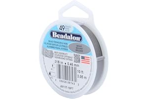 Beadalon 49 Strand Stainless Steel Bead Stringing Wire, .018 in / 0.46 mm, Bright, 10 ft / 3.1 m