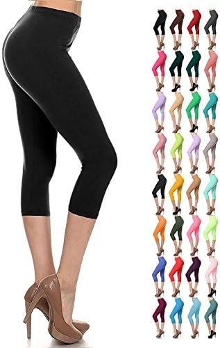 Cropped Leggings for Women 3/4 Length Capri Trousers Plus Size Classic 3/4 Pants