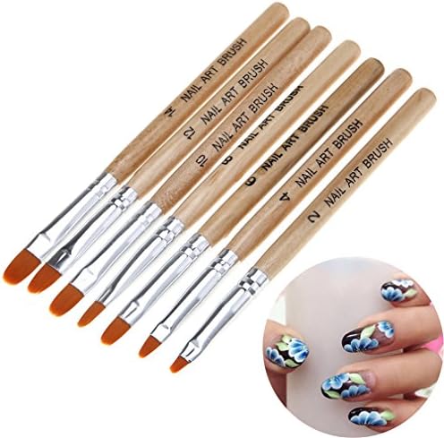 7 Size Nail Art Round Top Paint Brush Acrylic Gel Polish Builder Extension Coating Daisy Rose Flower Petal DIY Draw Pen