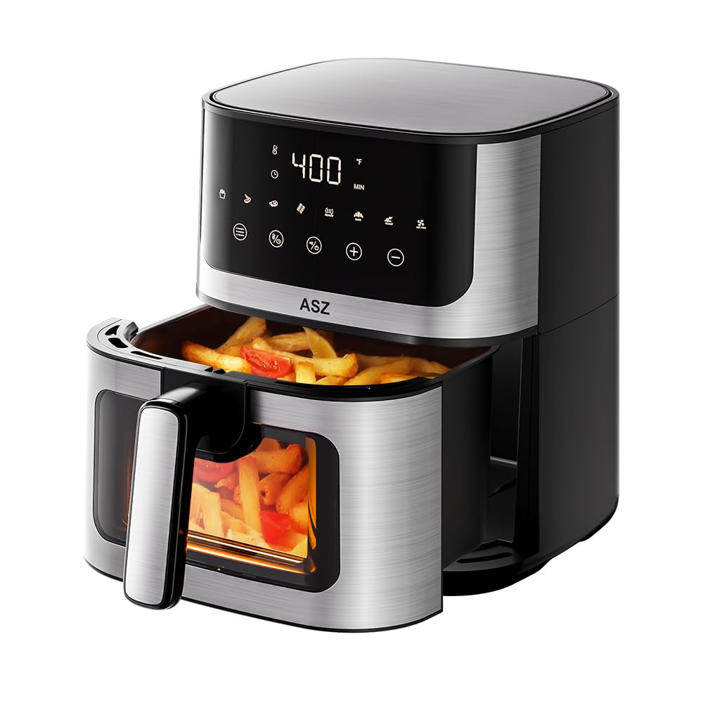 Photo 1 of ASZ Air Fryer with Window Visible- 5 quart Compact- Digital Airfryer 5qt for 2-3 people - 5 qt for Office Dorm Room - 8 in 1 Bake Toast Broil Reheat - 1400W, 400? Kitchen Airfry Countertop Gift