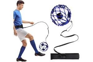 Football Kick Throw Trainer Soccer Solo Practice Training Aid with Adjustable Waist Belt Hands-Free Soccer Return Trainer Net