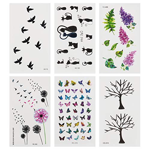 WANDIC Decorative Sticker, 12 Sheets 6 Different Pattern of Craft Stickers Leaf Dandelion Cat Butterfly Tree Leaves Sticker for DIY Arts and Crafts, Mobile Phone Decor - Thumbnail 2
