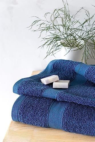 2 große Badetücher, 100% Baumwolle, 550 g/m², extra weich, sehr saugfähig und schnell trocknend, Maße 100 x 150 cm, Marineblau