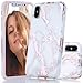 BAISRKE Shiny Rose Gold Metallic White Marble Design Clear Bumper Matte TPU Soft Rubber Silicone Cover Phone Case Compatible with iPhone X iPhone XS 5.8 inch