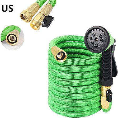 Belle Dura Expandable 50ft Garden Hose with Solid Brass Fittings and 8 Function Spray Nozzle with holder, Lightweight Durable Flexible Water Hose for Vegetable Car Lawn Yard Pet Shower