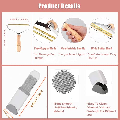 Portable Lint Remover&Lint Brushes Double&Sided Fur Lint Removal Brush with Self-Cleaning Base for Remove Cat and Dog Fur, Fluff from Carpet - Car Seat - Couch - Clothing