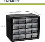 Akro-Mils 10116 16-Drawer Plastic Storage Cabinet Black 26.7 x 16 x 21.6 cm view 3