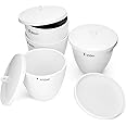 QWORK Durable Porcelain Crucible with Lid, 300ml Capacity, for School, Laboratory, 4 Pack