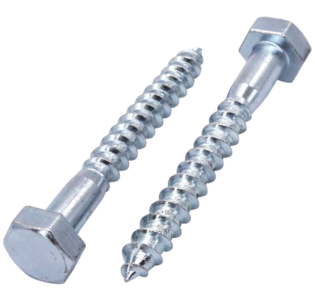 Marcopol (Pack of 10 pcs) DIN 571 Zinc Plated Steel Hexagon Wood Screws M10 x 70 mm, Hex Screw, Lag Bolts, Hex Head, Coach Screws (10, M10 x 70 mm), Silver