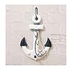 Nautical Mediterranean Handcrafted Ship Anchor Pirate Decor- Ships Wheel for Home,and Wall Hanging Decorative Boat Accessory for Bedroom/Bathroom/Guest Room(Blue and White,8.7” X 12.6”)