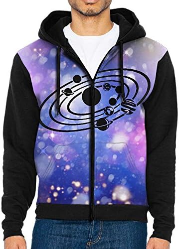 Solar System Logo Male Cotton Fashion Hoodie Zipper Closure Sweater Garment Surcoat With Kangaroo Pocket