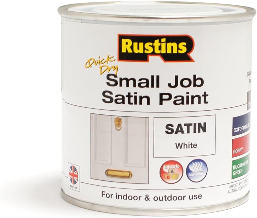Rustins Small Job Satin Paint White 250ml - Fast Drying Wood Finish