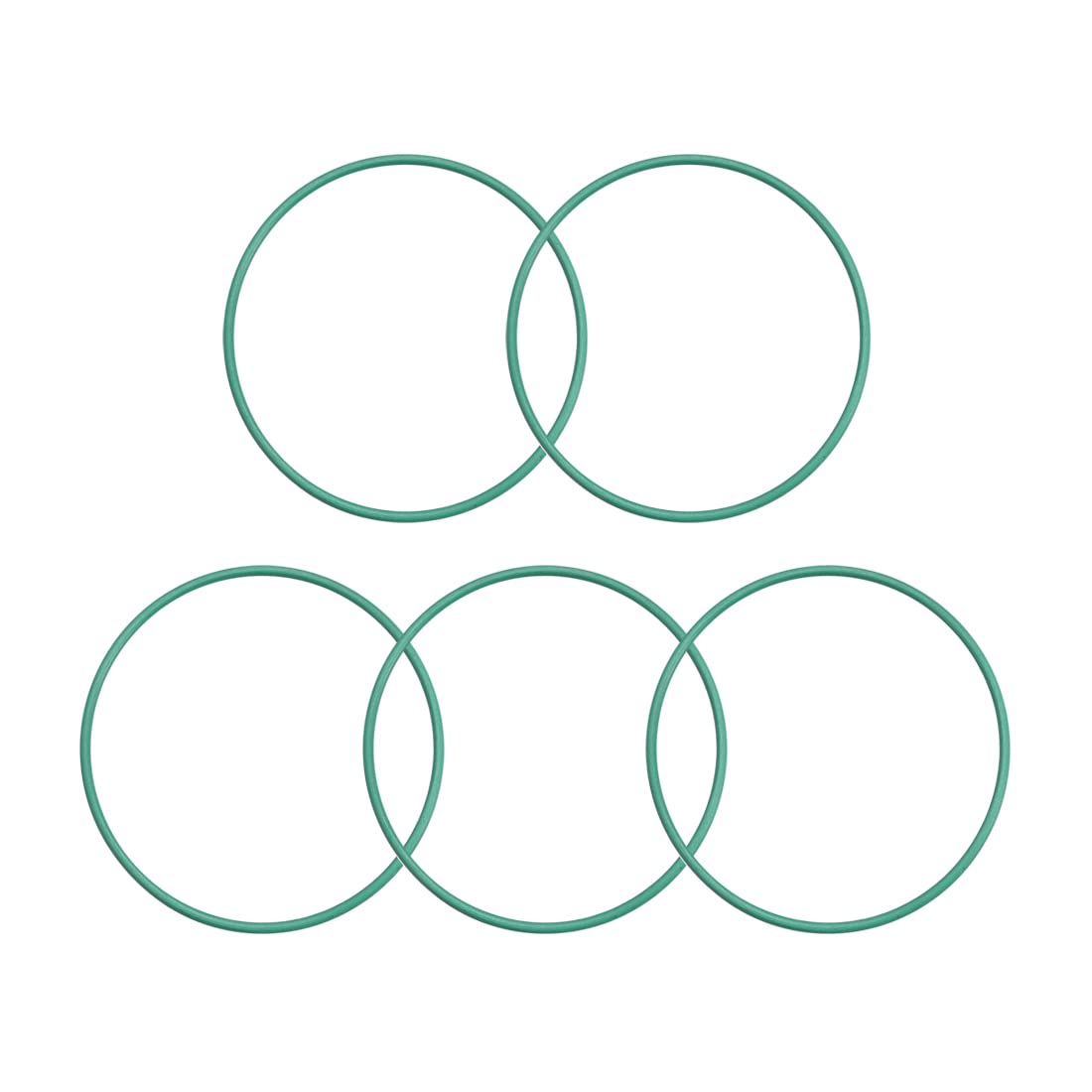sourcing map Fluorine Rubber O-Rings, 27mm OD 25mm ID 1mm Width FKM Seal Gasket for Machinery Plumbing, Green, Pack of 5